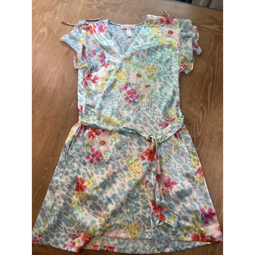 Oscar De La‎ Renta Pink Label Slip Robe Floral Women's Medium